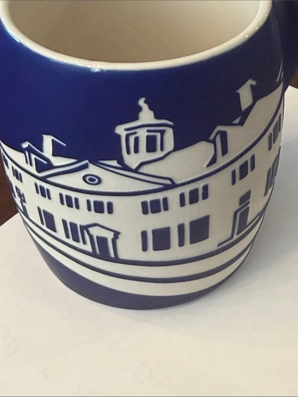 George Washington Mount Vernon Blue and White Scenic Ceramic Mug made in USA